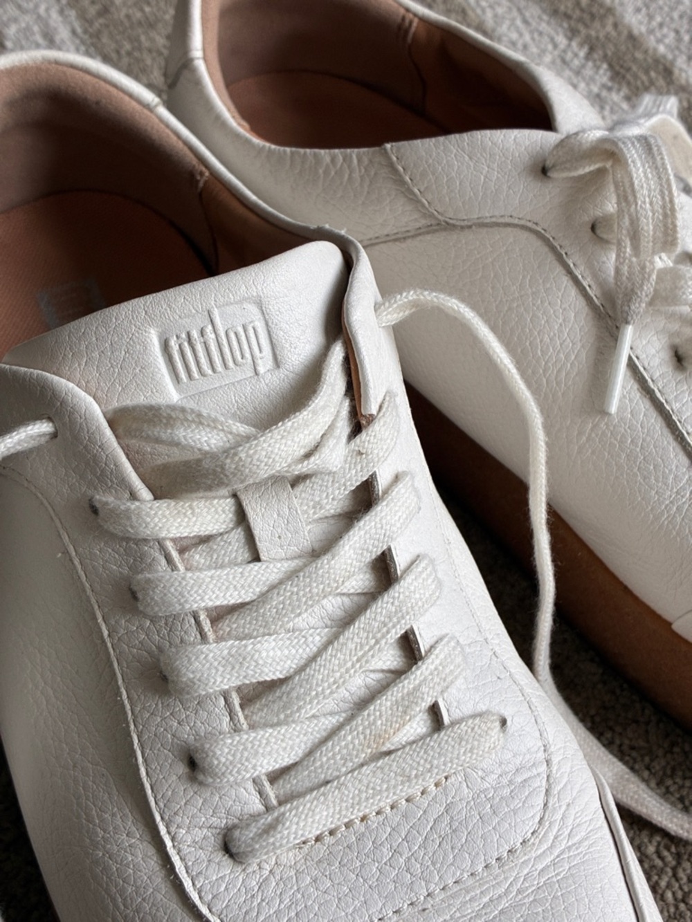 FitFlop Rally Leather Sneakers White Comfort Walking Gum Sole Lace Up Women 11 - Picture 7 of 12